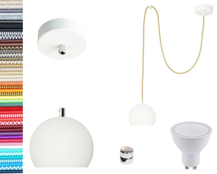 LAMPA wisząca KULA BIAŁA z chromem pojedyncza 2m zdjęcie 1