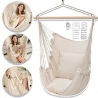 HAMAK OGRODOWY KRZESŁO BRAZYLIJSKIE BOHO WISZĄCY HUŚTAWKA ZESTAW PODUSZKI
