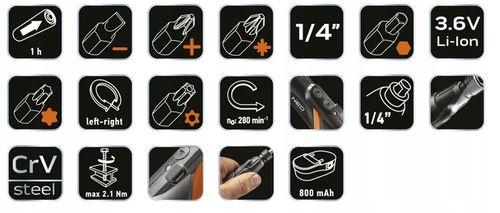 NEO WKRĘTAK ŚRUBOKRĘT AKUMULATOROWY MICRO-USB 3,6V + BITY TORX WKRĘTARKA na Arena.pl