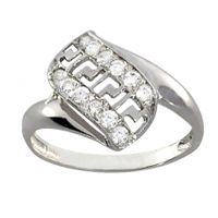 SREBRNY PIERŚCIONEK WZÓR GRECKI Z CYRKONIAMI PRÓBA SREBRA 925