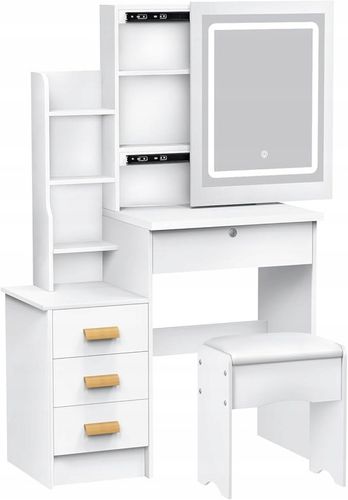 TOALETKA DO MAKIJAŻU LED Z LUSTREM NA PREZENT KOBIETY KOSMETYCZKA + na Arena.pl