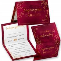 ELEGANCKIE ZAPROSZENIE URODZINOWE NA 40 URODZINY BORDOWE WIELE WZORÓW