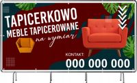 BANER REKLAMOWY siatka mesh 100x50 cm gotowy projekt TAPICERSTWO REKLAMA
