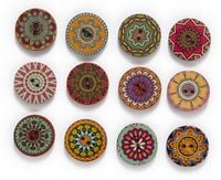 Guziki drewniane Boho mix kolor 2 otwory 20 mm 5x