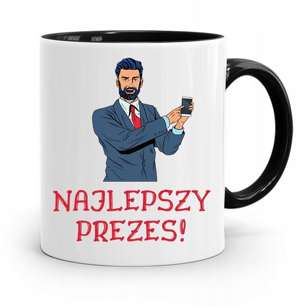 Dla Prezesa Viceprezesa Kubek Czarny Na Prezent Z Nadrukiem Ze Zdjęciem zdjęcie 1