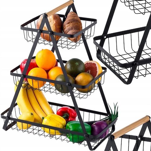 Koszyk TRZYPOZIOMOWY 3 piętrowy na owoce warzywa metalowy czarny Z na Arena.pl