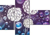 100CM 70CM ZEGAR 3 ELEM BIAŁE DMUCHAWCE BAŃKACH MYDLANYCH ŚCIENNY OBRAZ