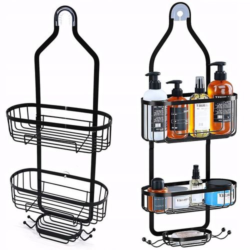 PÓŁKA ŁAZIENKOWA WISZĄCA POD PRYSZNIC PRYSZNICOWA CZARNA PODWÓJNA ODPORNA na Arena.pl