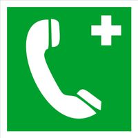 Tabliczka informacyjna ewakuacyjna grawer 10x10 Telefon alarmowy