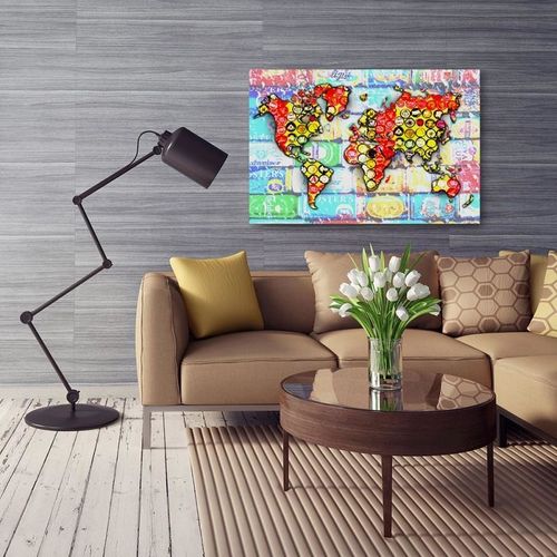 Obraz na płótnie - Canvas, Kompozycja z mapą świata 2 100x70 na Arena.pl