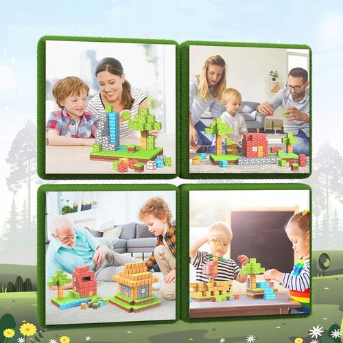 MAGNETYCZNE KLOCKI KONSTRUKCYJNE CHATY KOSTKI 3D STEM DLA DZIECI 100EL na Arena.pl