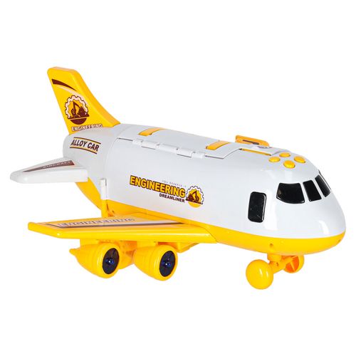 Transporter Samolot Rozkładany z Autami + 3 Auta Pojazdy Budowlane Światła na Arena.pl