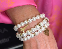 komplet trzech bransoletek z satynowych pereł, z sercem, aniołkiem