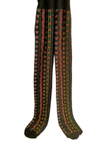 KREBO Rajstopy Dziewczęce Czarne w Kwiaty i Serca Rozmiar 128-134 cm