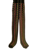 KREBO Rajstopy Dziewczęce Czarne w Kwiaty i Serca Rozmiar 128-134 cm