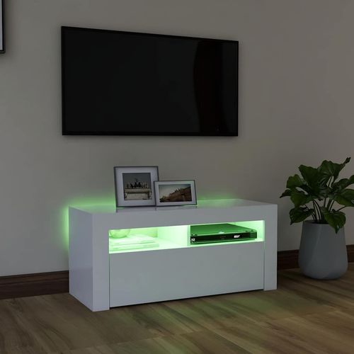 Szafka pod TV z oświetleniem LED, biała, 90x35x40 cm na Arena.pl