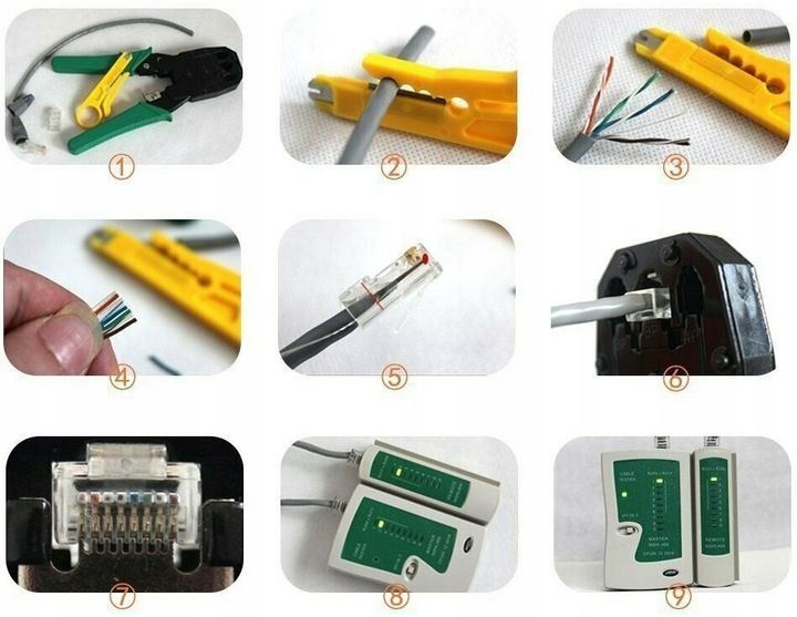 TESTER KABLI RJ45 ŚCIĄGACZ ZACISKARKA LAN3 NARZĘDZ zdjęcie 8