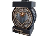 DZIADKOM DZIADKI ZNICZ NA GRÓB KOŁO RTN SERCE RAMA ZŁOTO+ŚWIECA LED CZARNA