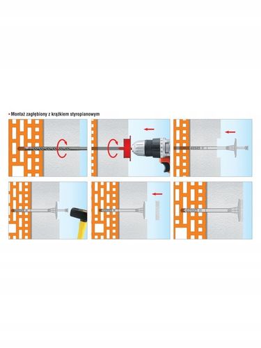 Kołki łączniki dyble izolacji do styropianu LTX fi 10 - 22 cm 100 szt. na Arena.pl