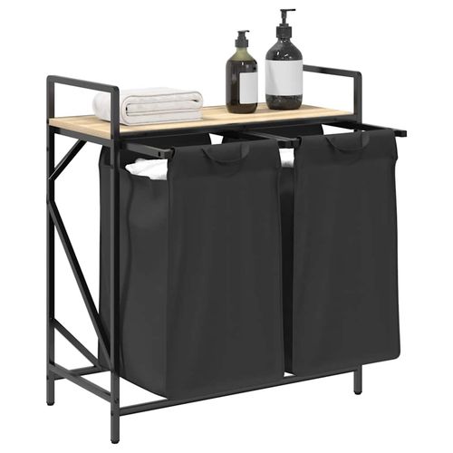 Kosz na pranie 2 przegrody z półką, dąb sonoma na Arena.pl