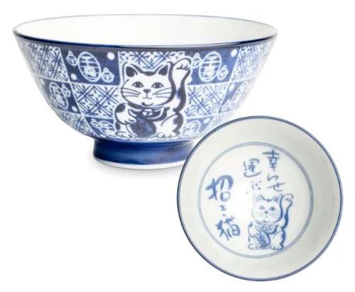 Zestaw misek do dań japońskich kotki biało-niebieski, 8 elementów - Edo Japan na Arena.pl