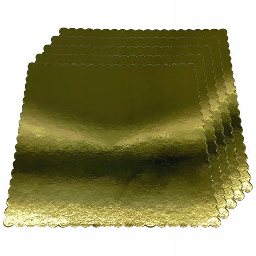 5 SZT PODKŁADY POD TORT CIASTO 35 CM KWADRATOWY ZŁOTY POŁYSK GRUBY SZTYWNY na Arena.pl
