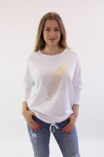 Bluzka z cekinowym piórkiem Agnesa Biała UNI na Arena.pl