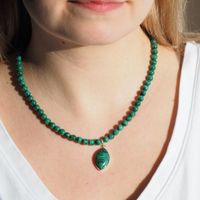 Naszyjnik z zawieszką - Malachit i srebro