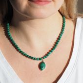 Naszyjnik z zawieszką - Malachit i srebro