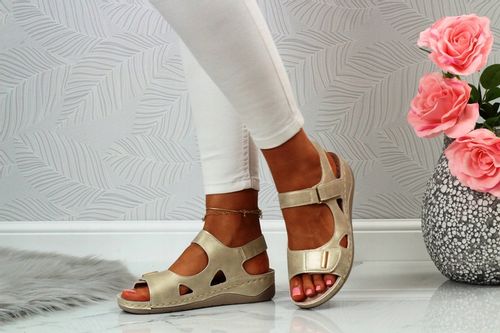 SANDAŁY DAMSKIE PROFILOWANE SZYTE NA RZEPY SKÓRA na Arena.pl