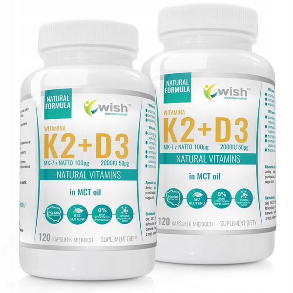 240kaps WITAMINA K2+D3 MK7 z natto 2000IU OLEJ MC zdjęcie 1