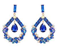 EFEKTOWNE kolczyki kobaltowe cyrkonie kryształkami na sztyft złote pokaźne