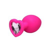 Pink Small Heart-Shaped Butt Plug With White Crystal