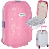 Walizka podróżna kabinowa dla dzieci z imieniem różowa twarda koła LED