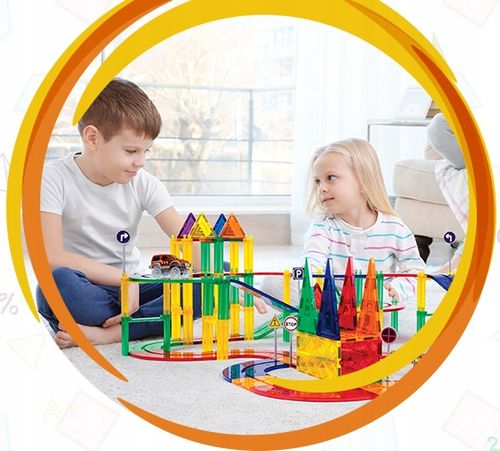 Tor magnetyczny samochodowy Picasso Tiles klocki magnetyczne 50 el duży na Arena.pl