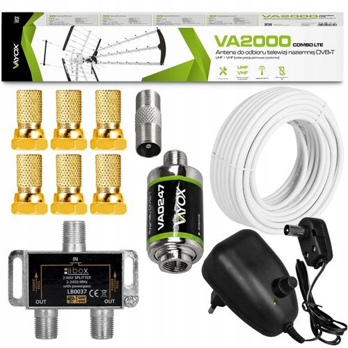 ANTENA DVBT2 DO TELEWIZJI NAZIEMNEJ COMBO 4K LTE MUX8 WZMACNIACZ ZESTAW 2TV na Arena.pl