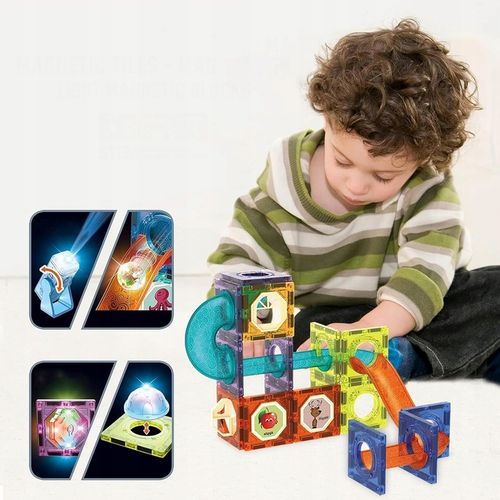 KLOCKI MAGNETYCZNE KONSTRUKCYJNE EDUKACYJNE ZESTAW 110EL PANELE 3D ŚWIECĄCY na Arena.pl