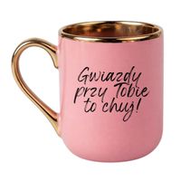 KUBEK "GWIAZDY PRZY TOBIE TO CHUJ!" Wzór - Elegant Różowo-Złoty 330 ml