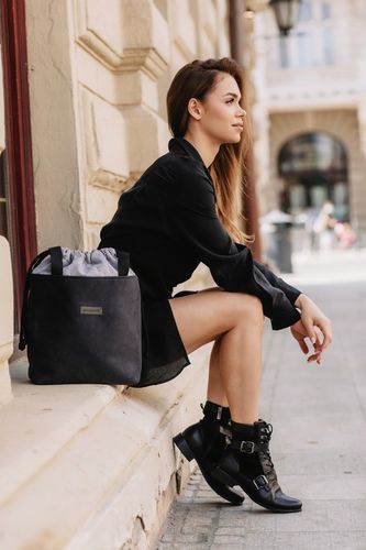 TOREBKA WOREK BAGGAGE EKO SKÓRA ZAMSZ CZARNA na Arena.pl