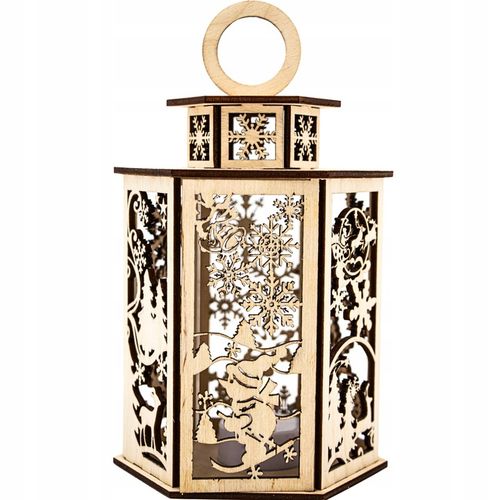 Lampion drewniany z lampką LED ozdoba ŚWIĄTECZNA roraty ADWENT na Arena.pl