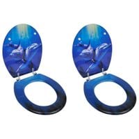 Deska klozetowa, 2 szt., MDF z nadrukiem w delfiny