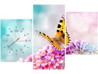 60CM 90 ZEGAR 3 ELEM MOTYL KWIATKACH ŚCIENNY