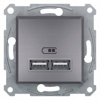 SCHNEIDER Asfora Ładowarka USB 2.1A bez ramki stal