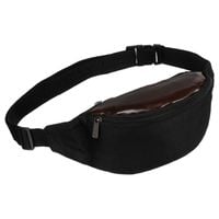 kompaktowa saszetka z poliestru w czarnym i ciemnobrązowym kolorze - loren