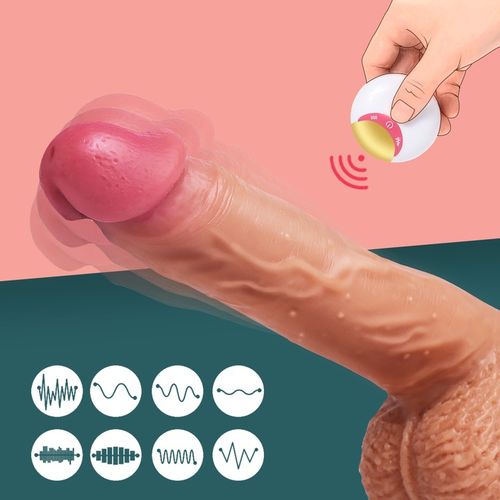 realistyczne dildo Analne wibrator z pilotem 21.5cm, 8 wibracji i 6 pchnięć na Arena.pl