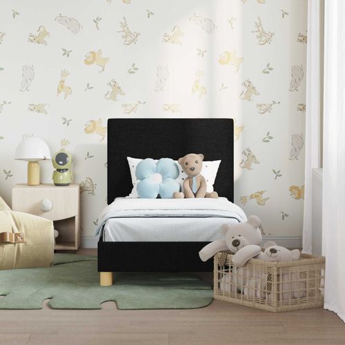 Stelaż łóżka dla malucha z oparciem Czarny 70 x 140 cm tkanina na Arena.pl