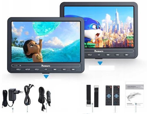 PRZENOŚNE DVD SAMOCHODOWE 2 ODTWARZACZE BN1205B USB SD 10,5" AKU na Arena.pl