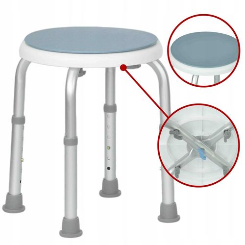 KRZESŁO POD PRZYSZNIC OBROTOWE TABORET OKRĄGŁY STOŁEK DO WANNY DLA SENIORA na Arena.pl