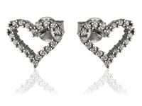 Delikatne rodowane srebrne kolczyki celebrytki serca serduszka heart białe cyrkonie srebro 925 K2820