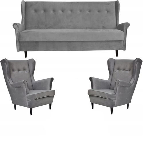 Komplet wypoczynkowy do pokoju funkcja spania jasnoszary ARI na Arena.pl